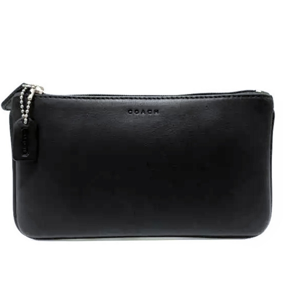 ๐ค Vintage Coach Black Leather Skinny Cosmetics Case Clutch Pouch Bag VERY RARE - Picture 1 of 10